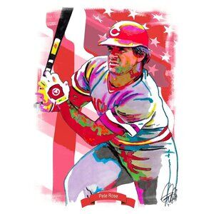 Pete Rose Cincinnati Reds Baseball Poster Print Wall Art 18x24